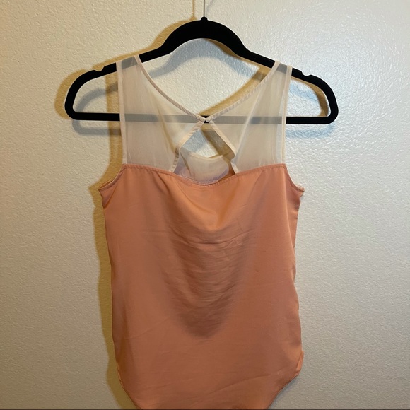LC Lauren Conrad Peach & Sheer Cream Colorblock Bow Blouse XS - Picture 11 of 13